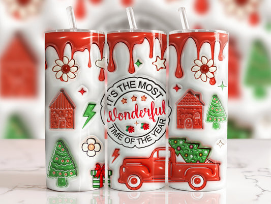 Its the most wonderful time of the year 3D - 20 oz Tumbler Sublimation Transfer