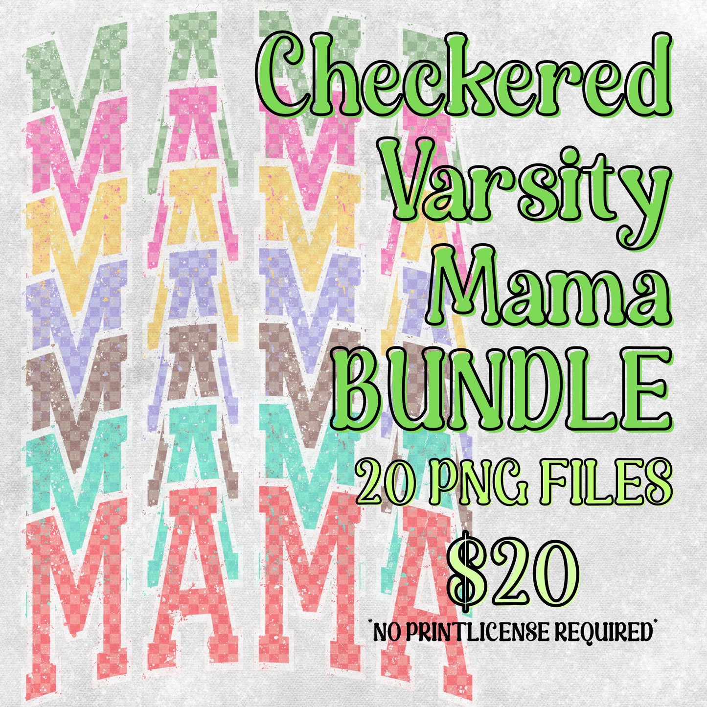 Checkered Varsity Mama Bundle - Digital Downloads