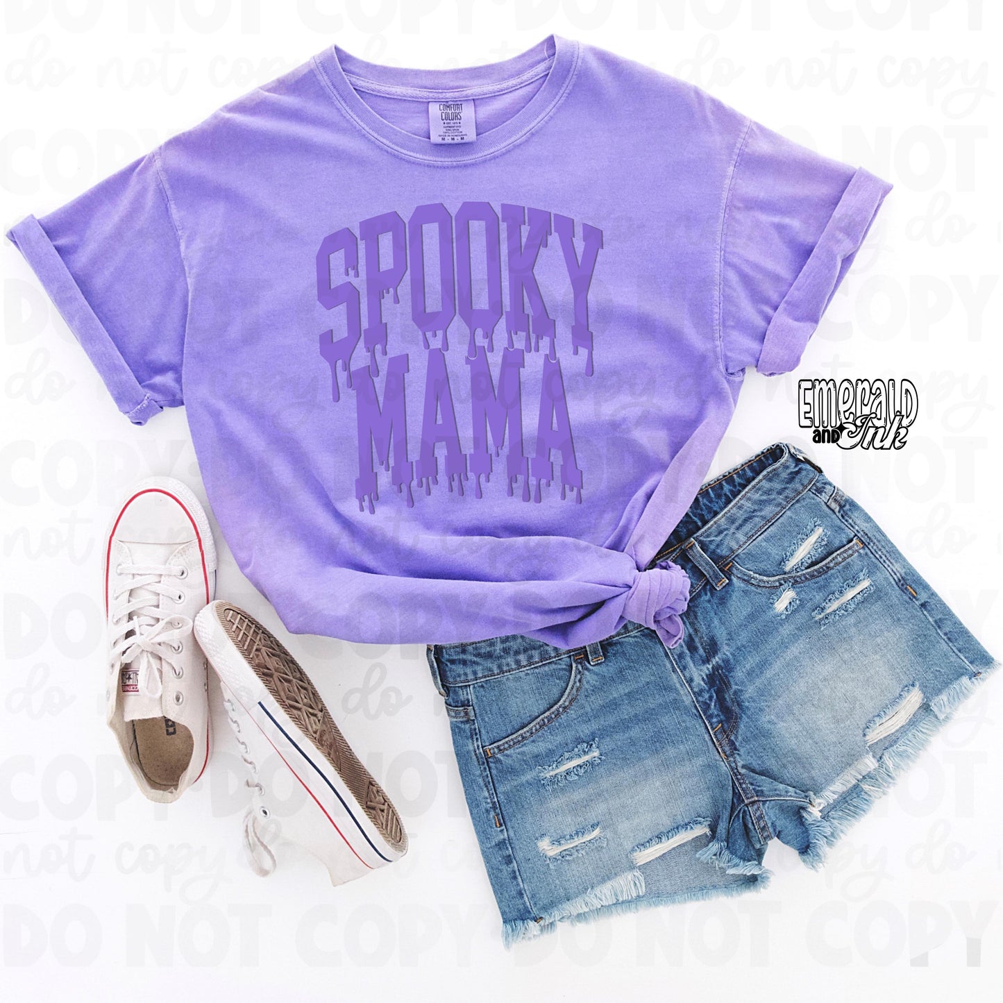 Spooky Mama (Purple) - puff screen print transfer 350°