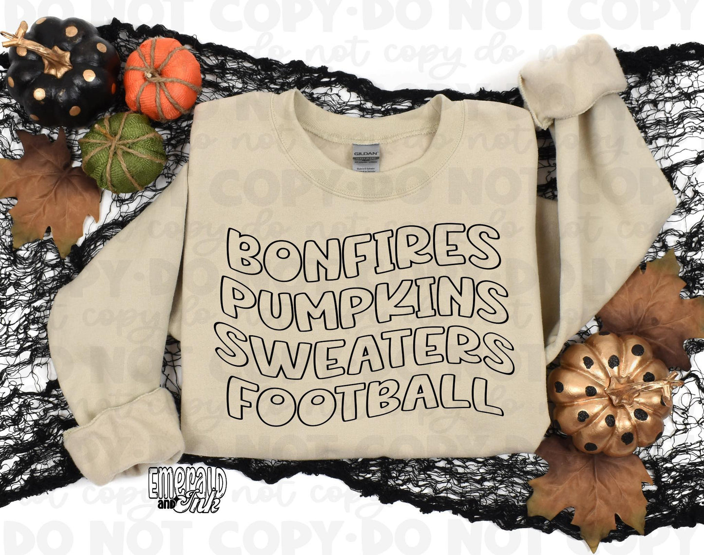 Bonfires Pumpkins Sweaters Football - regular screen print transfer