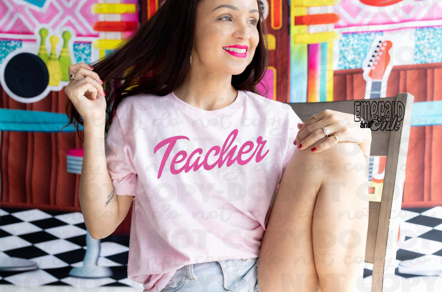 Teacher Hot Pink - regular screen print transfer