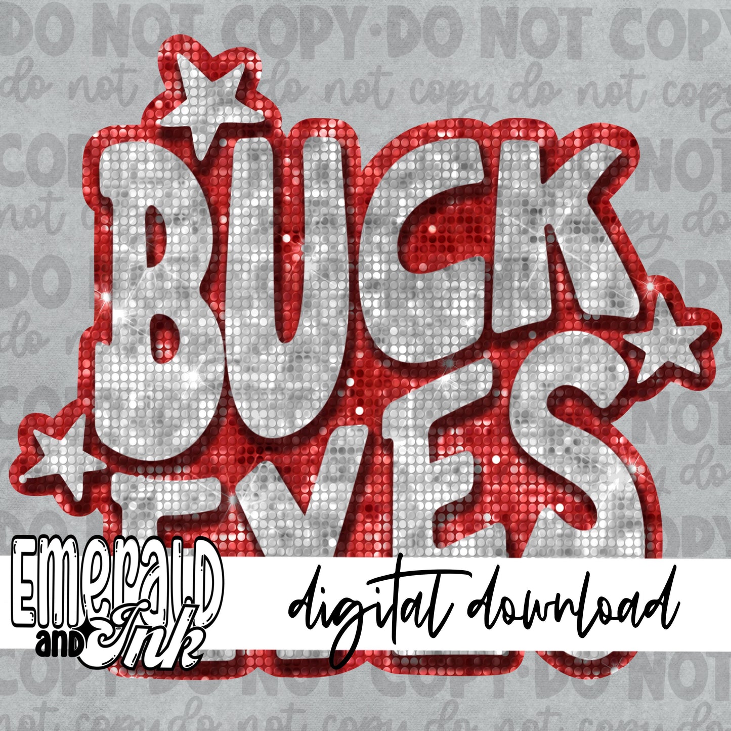 Buckeyes Blingy (Red & Grey/Silver) - Digital Download