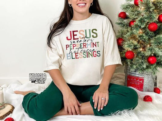 Jesus Sweaters Peppermint Hot Cocoa Blessings - DTF Transfer*TAT 7 biz days