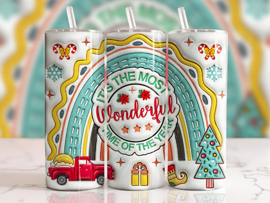 Its the most wonderful time of the year truck/rainbow 3D - 20 oz Tumbler Sublimation Transfer