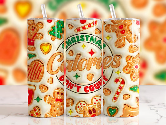 Christmas Calories Dont Count Mouse Cookies 3D - 20 oz Tumbler Sublimation Transfer