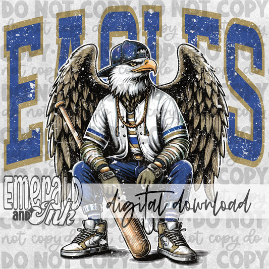 Eagles Baseball Grungy Mascot - DIGITAL Download