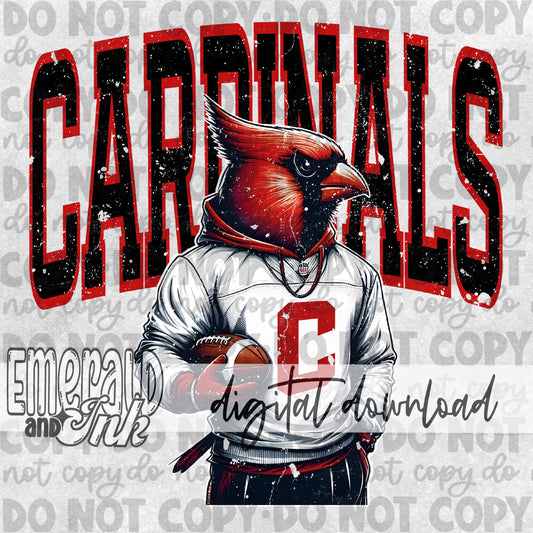 Cardinals Football Grungy Mascot - DIGITAL Download