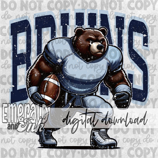 Bruins Blue Football Grungy Mascot - DIGITAL Download