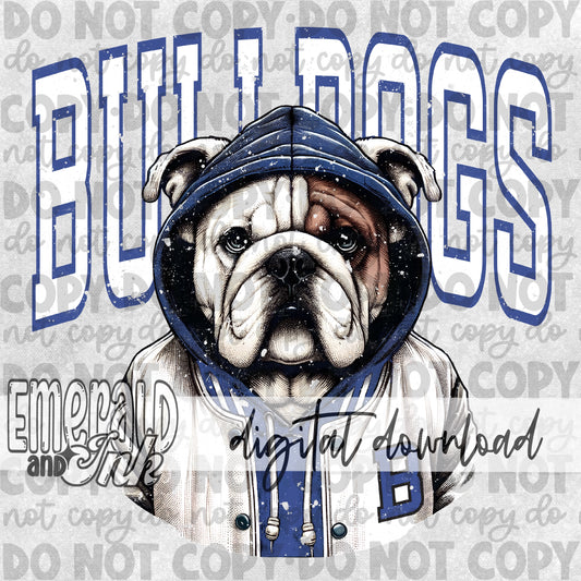 Bulldogs Blue Grungy Mascot - DIGITAL Download