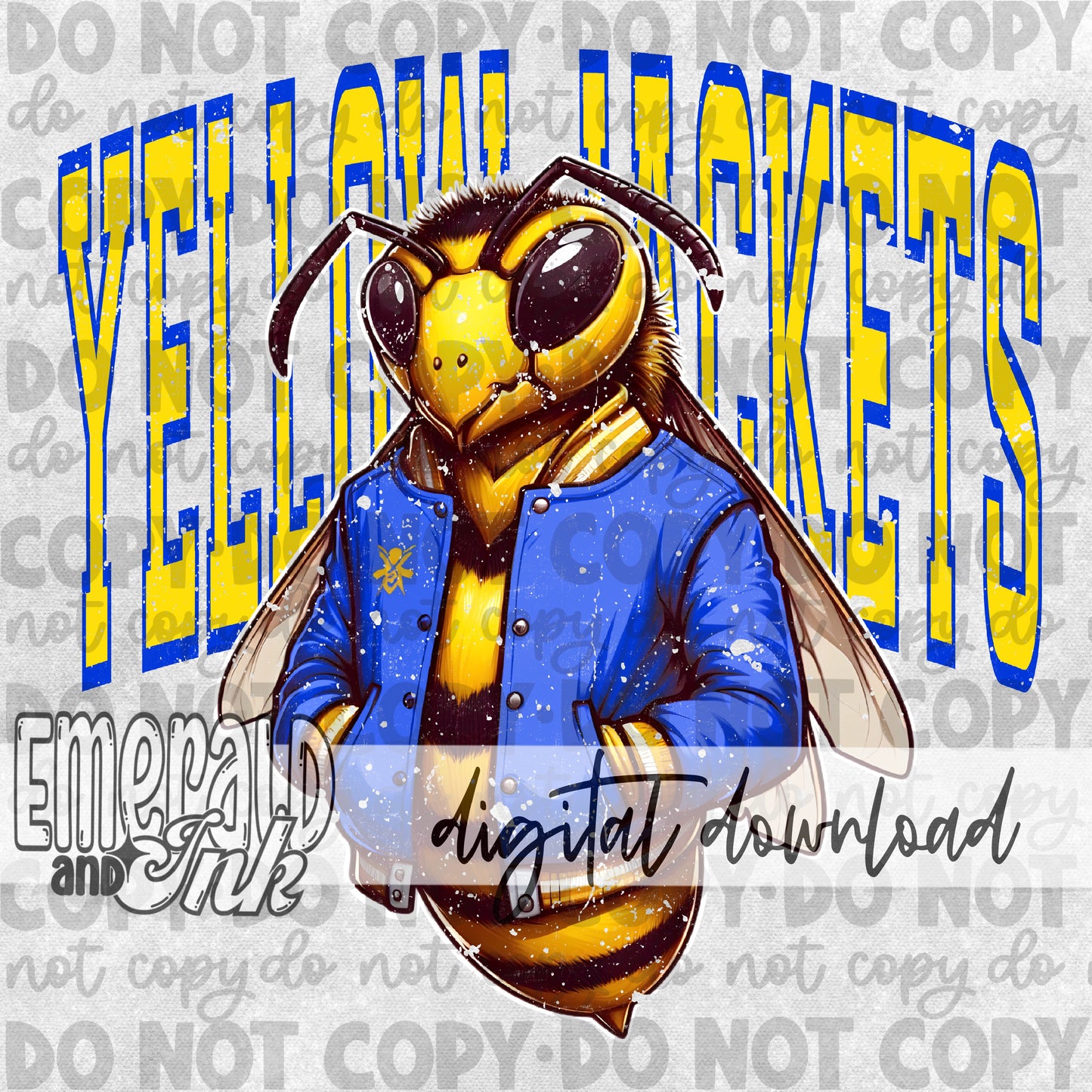 Yellow Jackets Grungy Mascot - DIGITAL Download