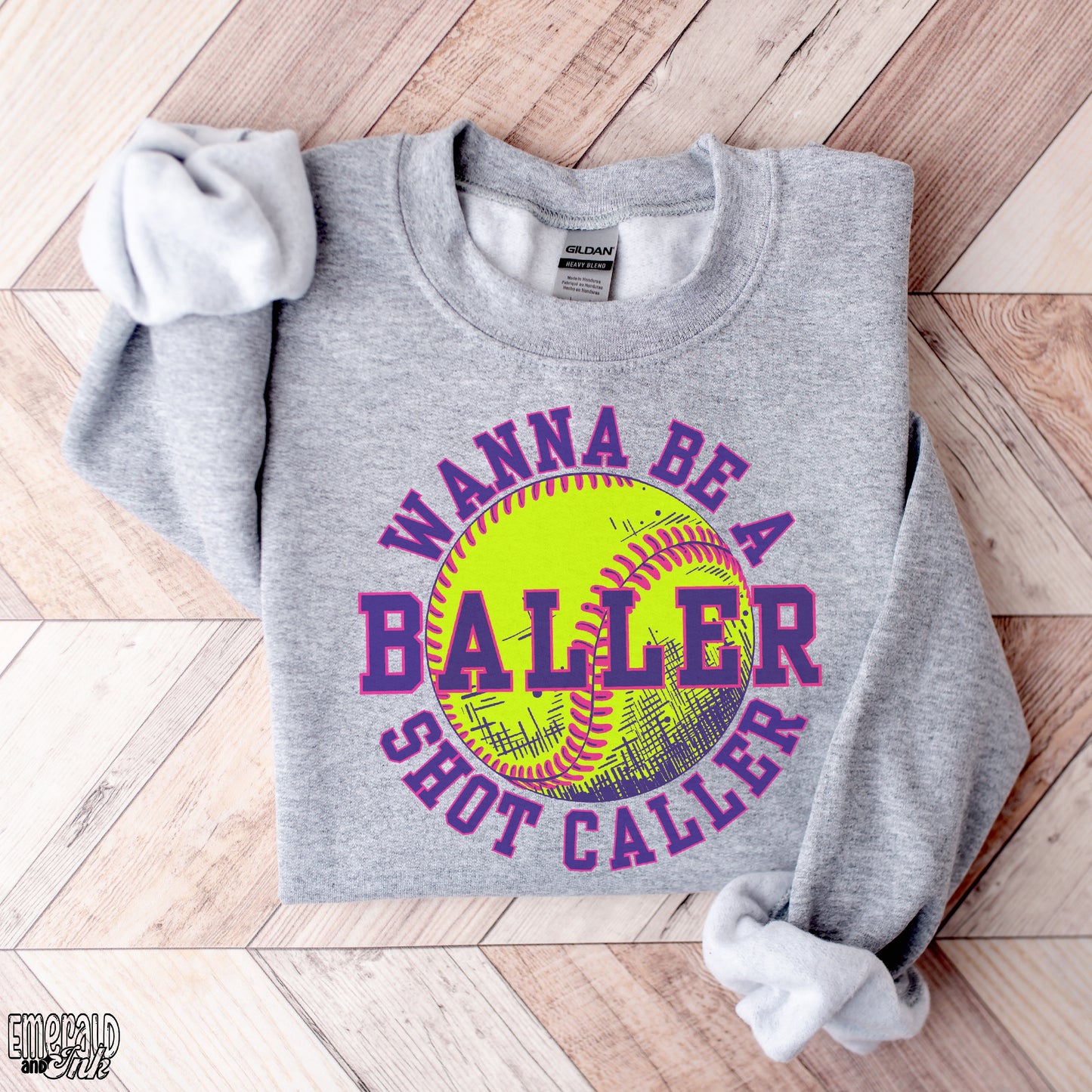 Wanna be a baller shot caller (softball) - DTF Transfer