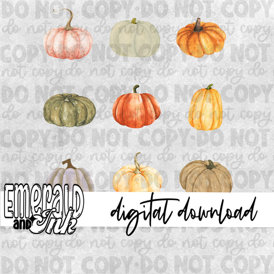 Watercolor Pumpkins - Digital Download
