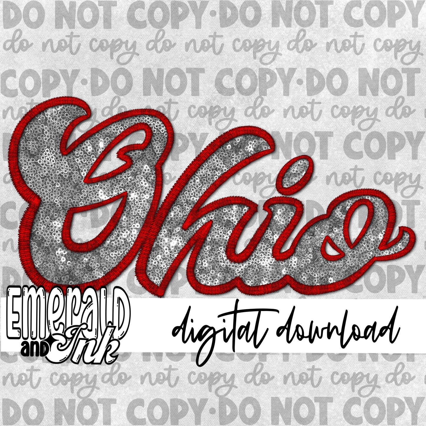 Ohio Faux Embroidery (scarlet & grey) - Digital Download