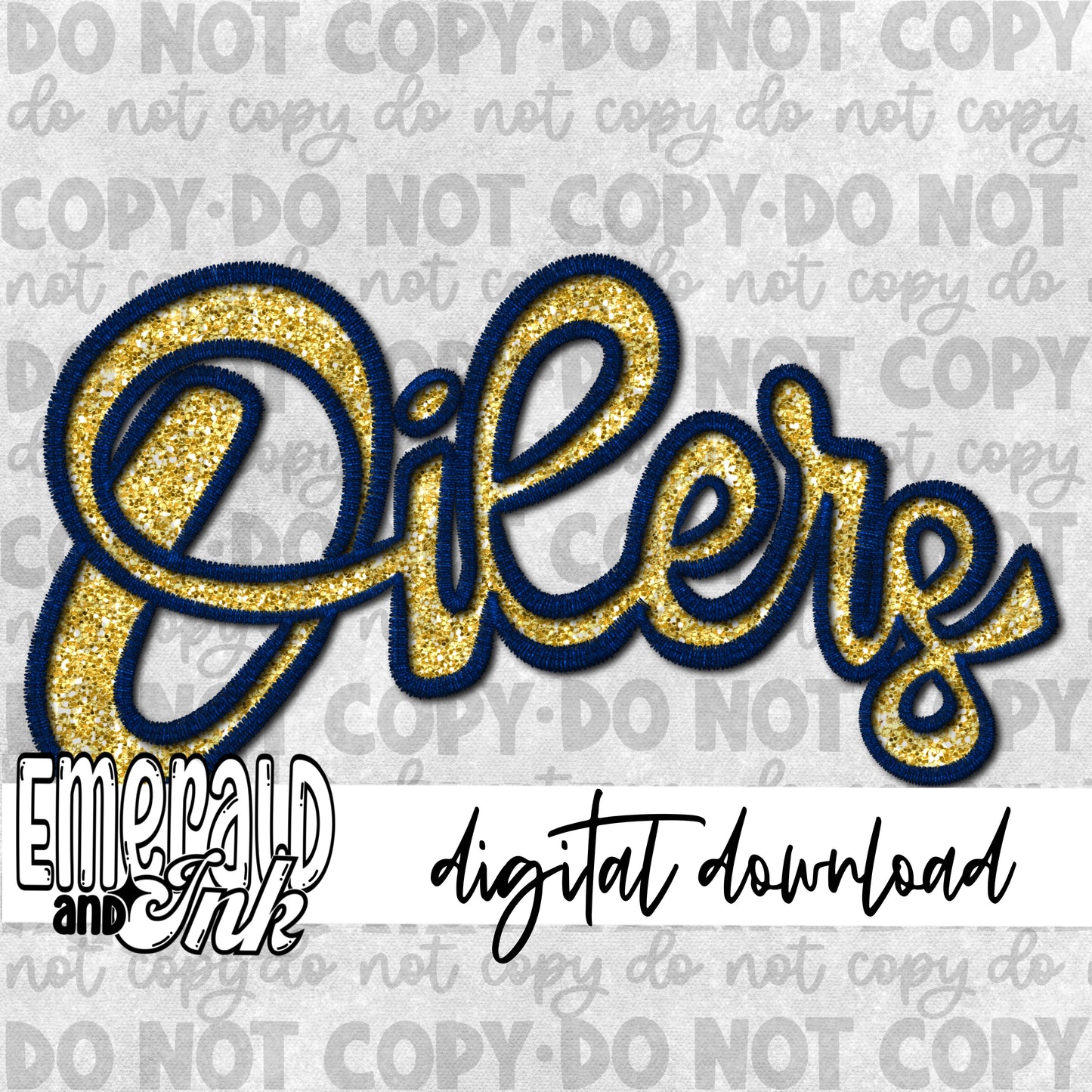 Oilers Faux Embroidery (navy & gold)- Digital Download