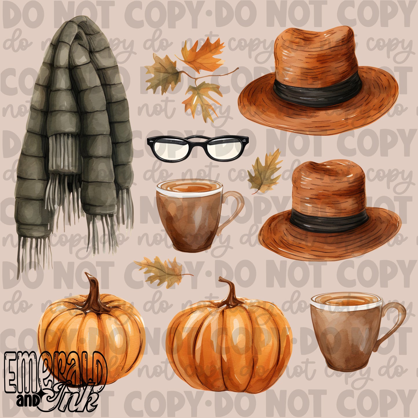 Fall Watercolor Clipart - Digital Download