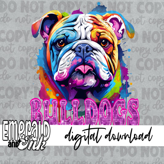 Bulldogs Watercolor Blingy Purple - Digital Download