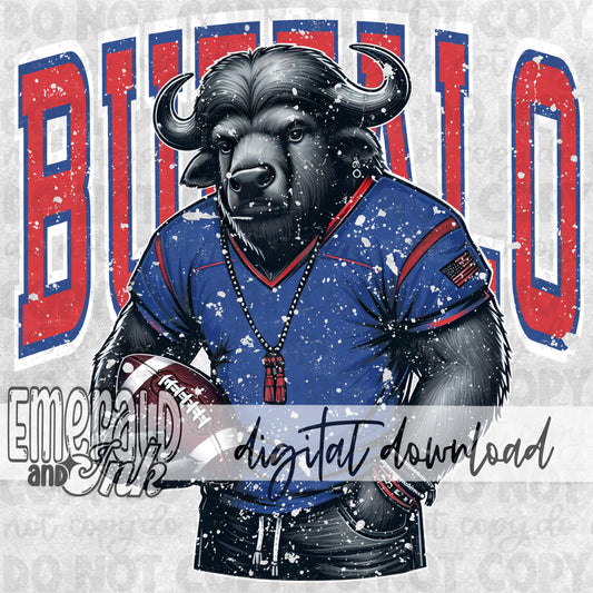 Buffalo Football Grungy Mascot - DIGITAL Download