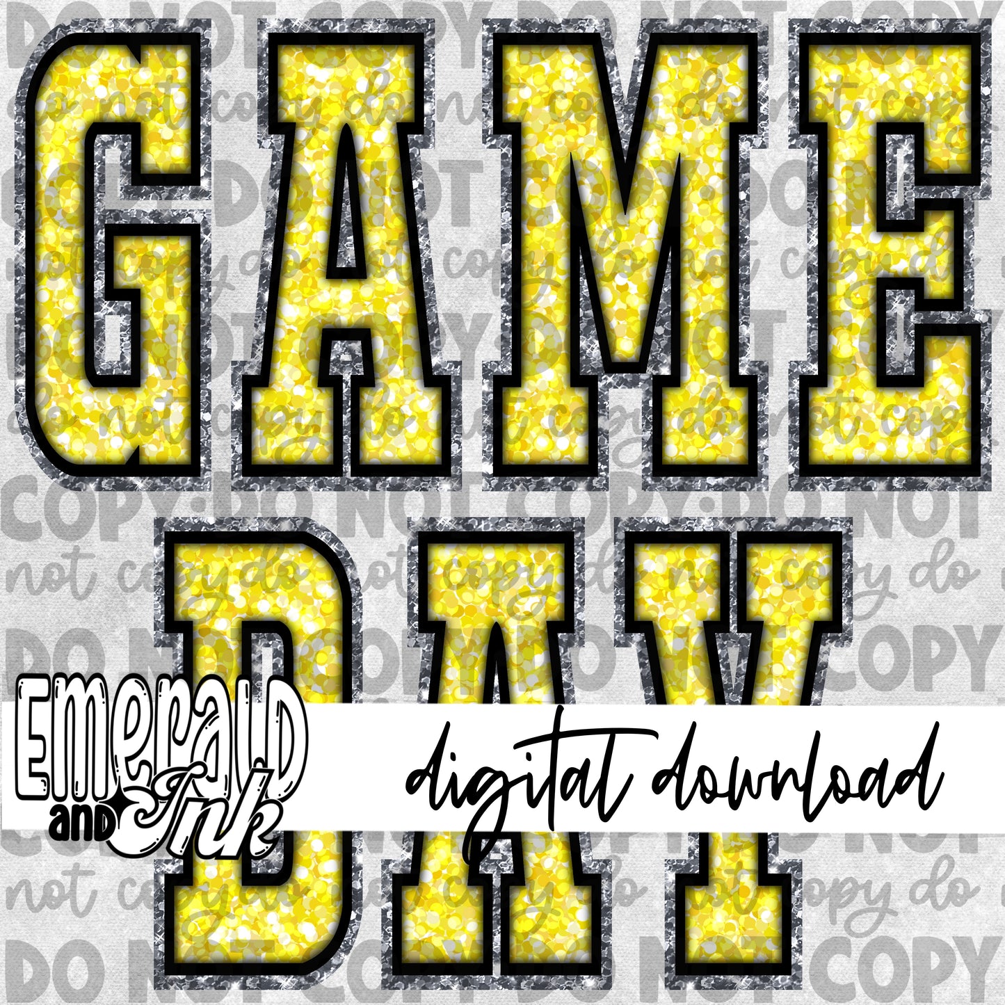 Game Day Glitter (yellow)  - Digital Download