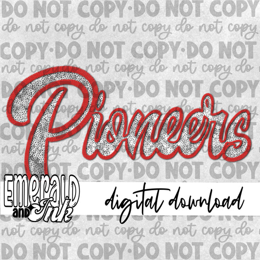 Pioneers Faux Embroidery (red & white) - Digital Download