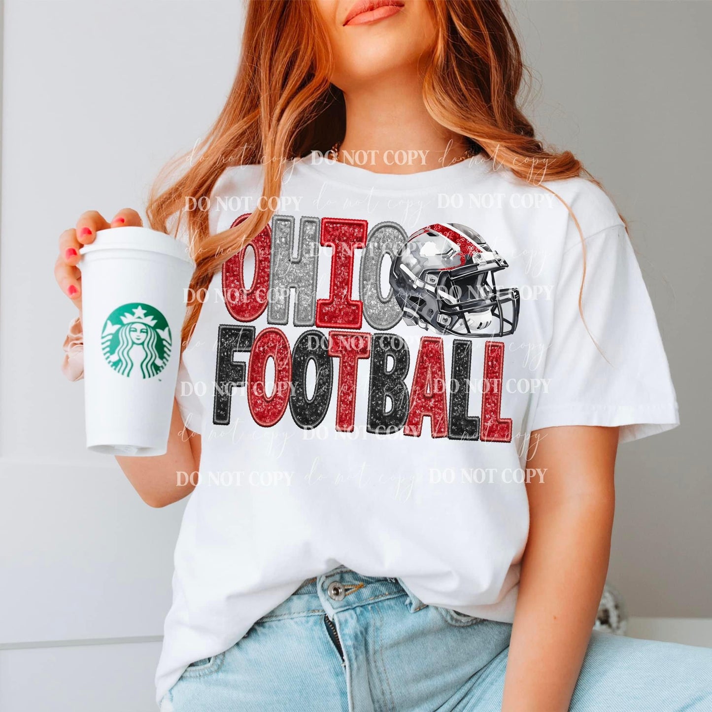 Football Ohio Faux Embroidery - DTF Transfer*TAT 7 biz days