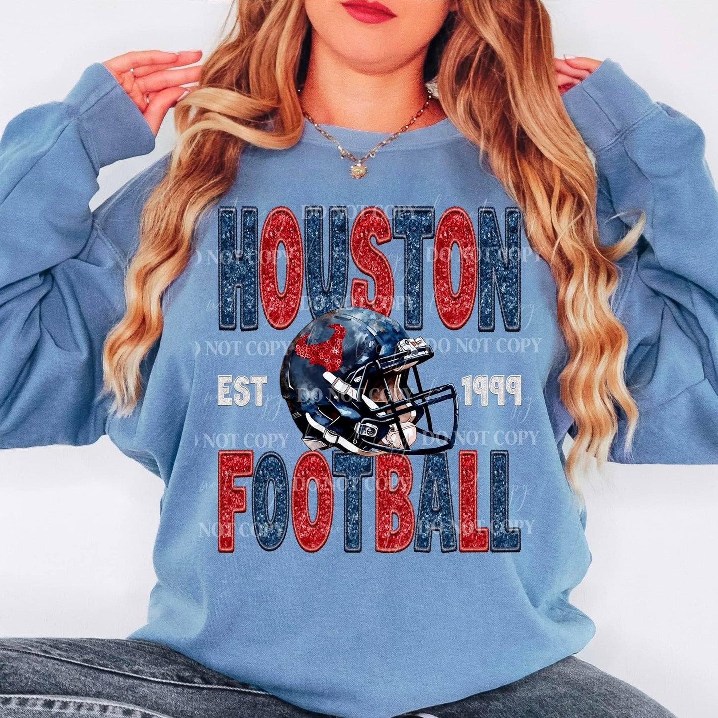 Football Houston Faux Embroidery - DTF Transfer*TAT 7 biz days
