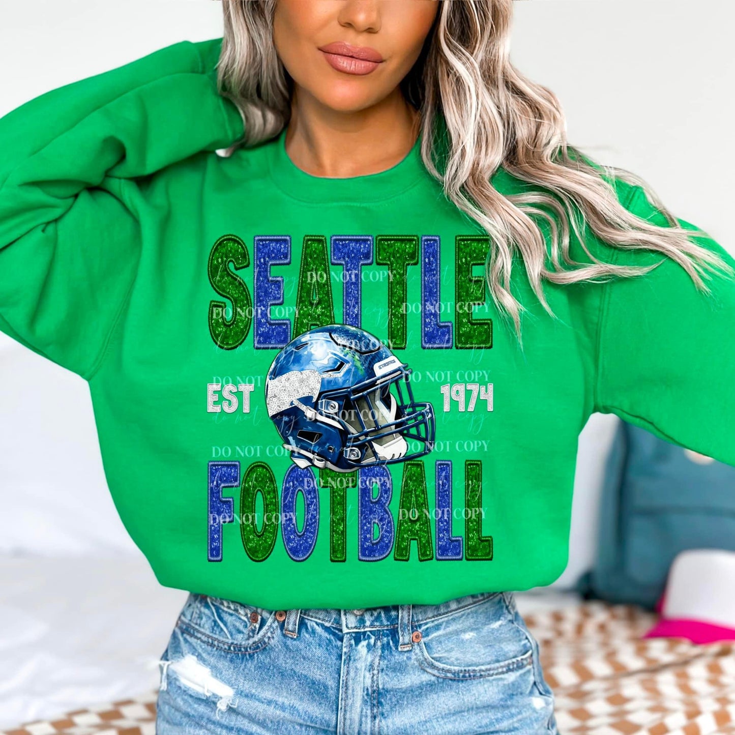 Football Seattle Faux Embroidery - DTF Transfer*TAT 7 biz days