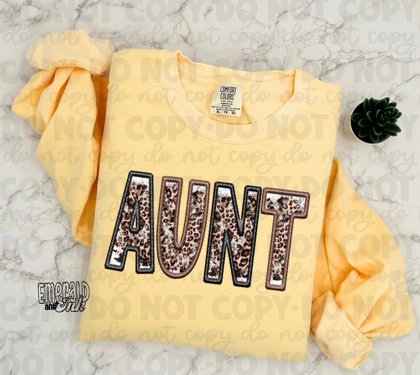 Aunt Leopard Faux Embroidery - DTF Transfer*TAT 5-7 biz days