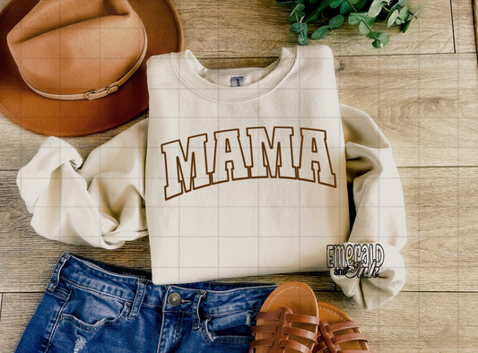 Mama brown outline - puff screen print transfer 350°