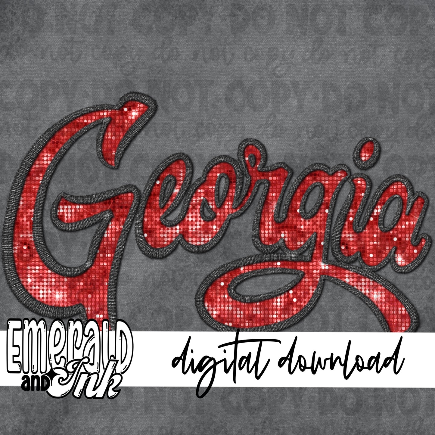 Georgia Faux Embroidery (red & black) - Digital Download