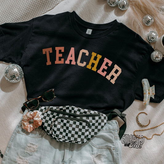 Teacher (curved jersey font) - DTF Transfer*TAT 7 biz days
