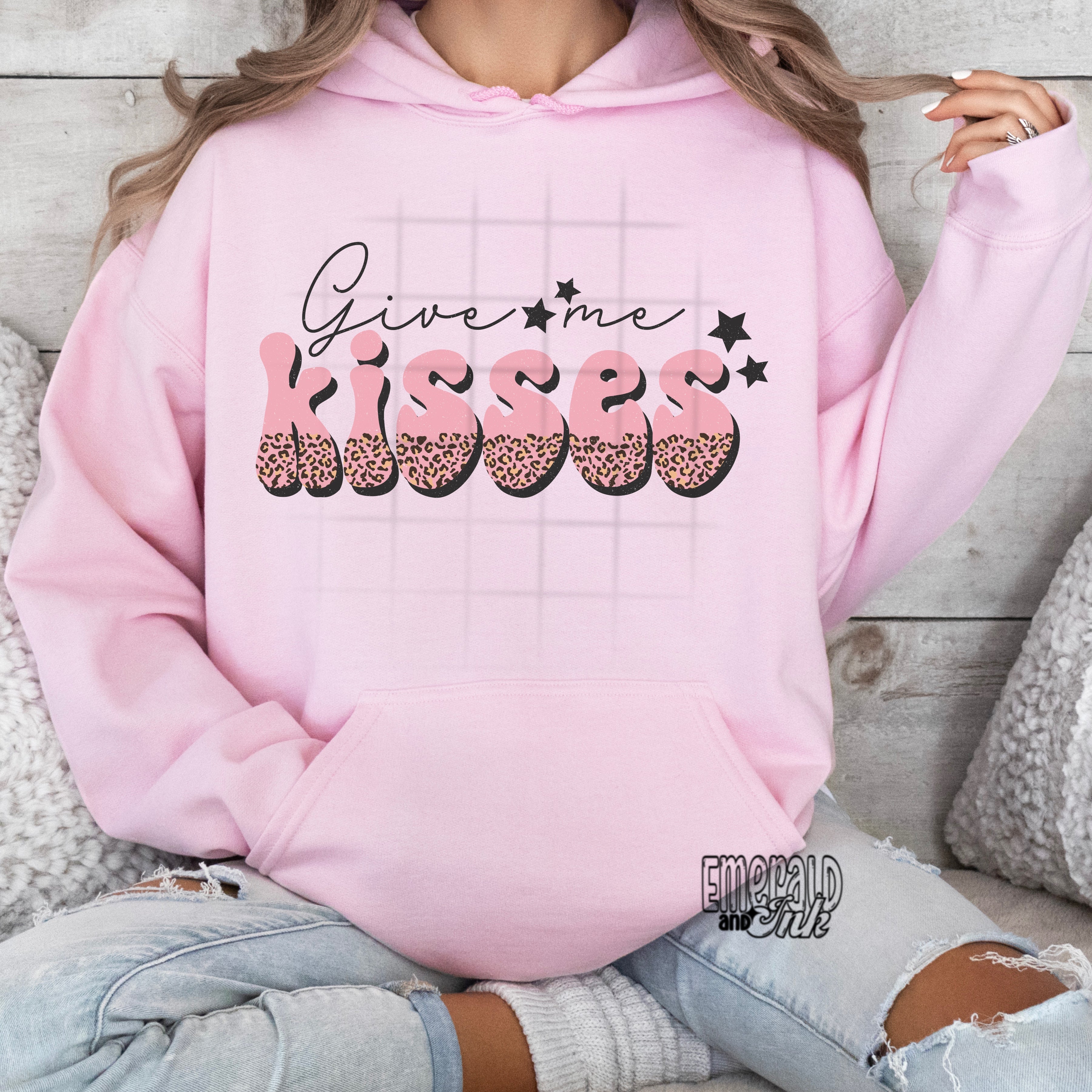 Give me kisses DTF Transfer*TAT 7 biz days Emerald & Ink