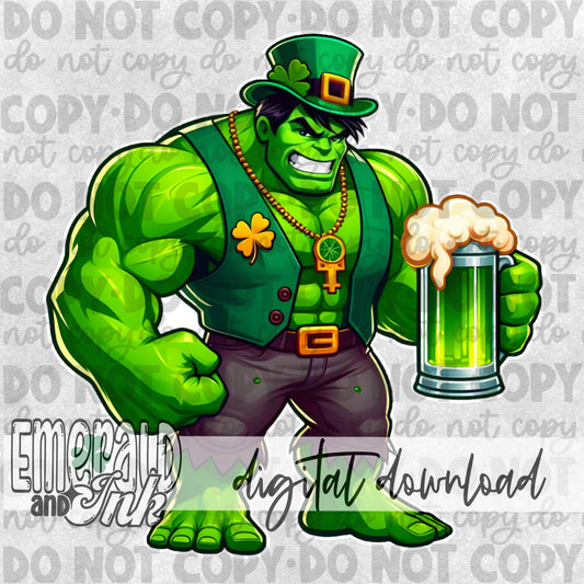 St Patricks Day Muscular Man w/ Beer - DIGITAL Download