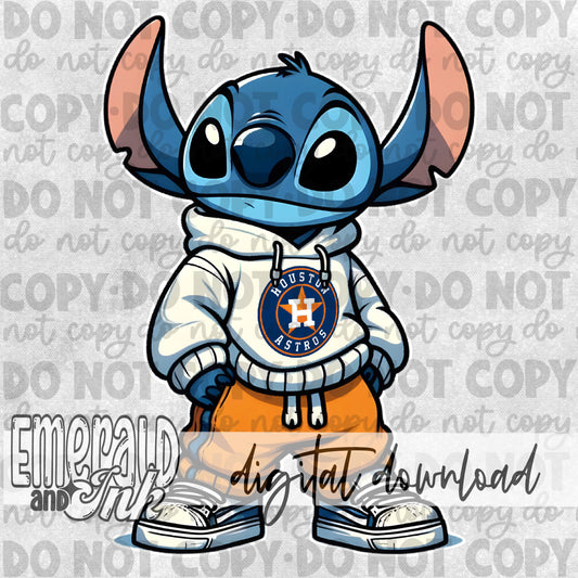 Blue Alien - TX Baseball Orange - DIGITAL Download