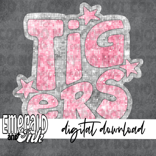 Tigers Blingy Pink - Digital Download