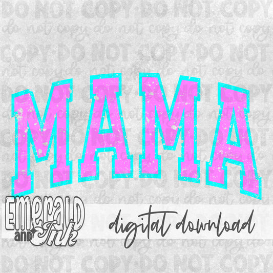 Mama Varsity Neon Purple/Aqua - DIGITAL Download