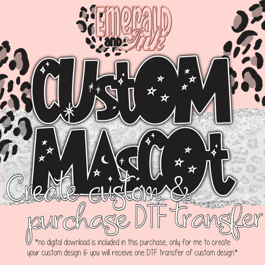 Custom Mascot (creation of faux embroidery design & DTF transfer) - DTF Transfer *TAT - 7 biz days