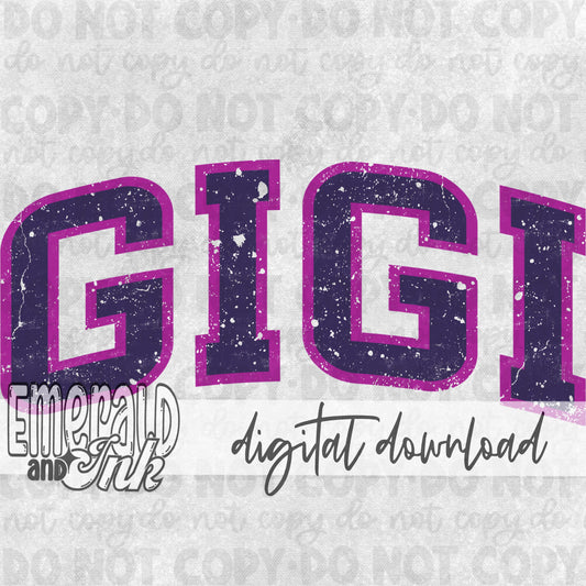 Gigi Varsity Dark Purple/Fuschia- DIGITAL Download