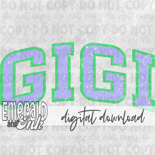 Gigi Varsity Lilac/Kelly Green - DIGITAL Download