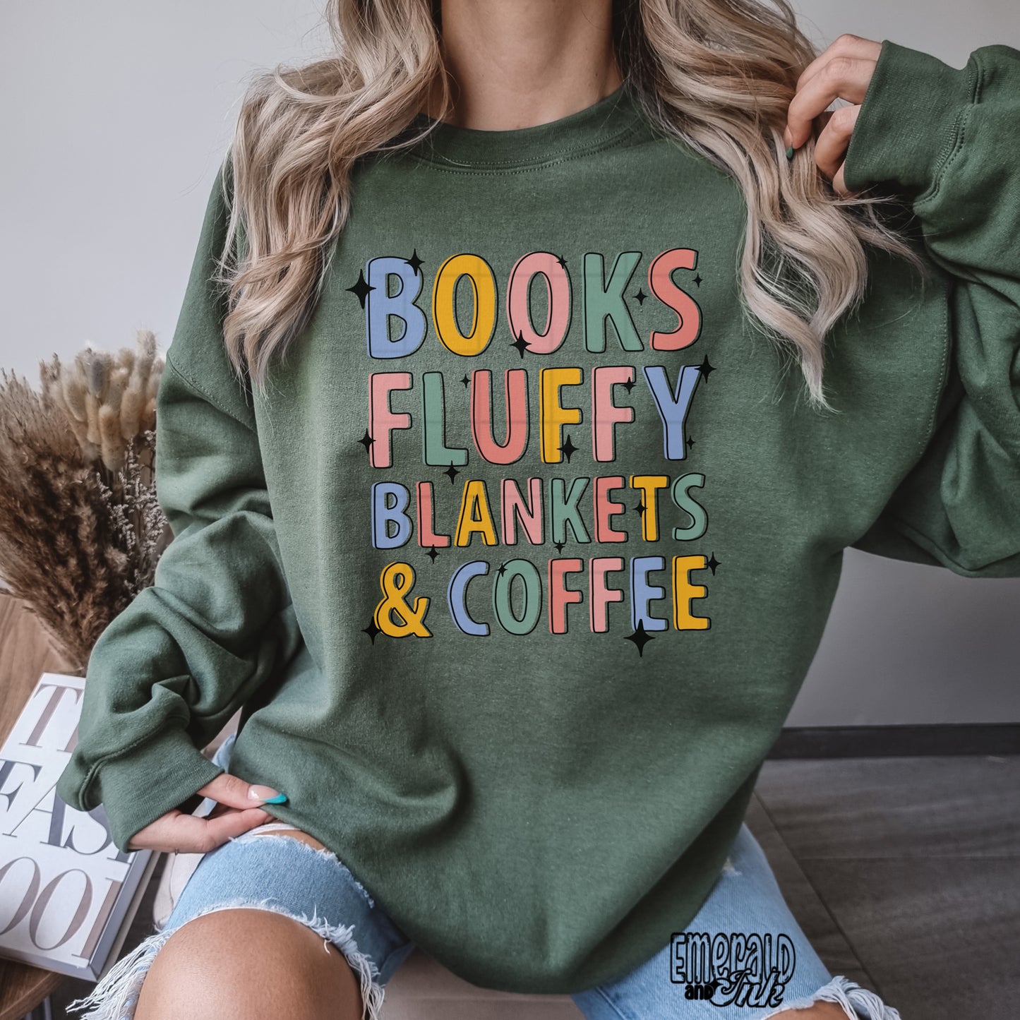 Books Fluffy Blankets & Coffee - DTF Transfer*TAT 7 biz days