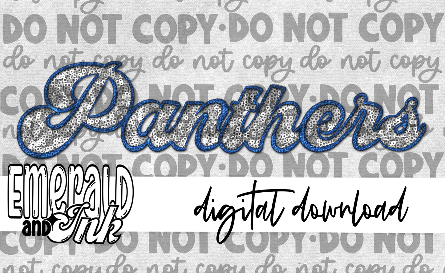 Panthers Faux Embroidery (navy & white/silver) - Digital Download