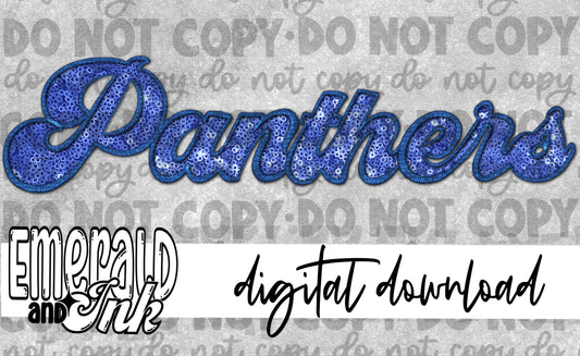 Panthers Faux Embroidery (navy & royal) - Digital Download