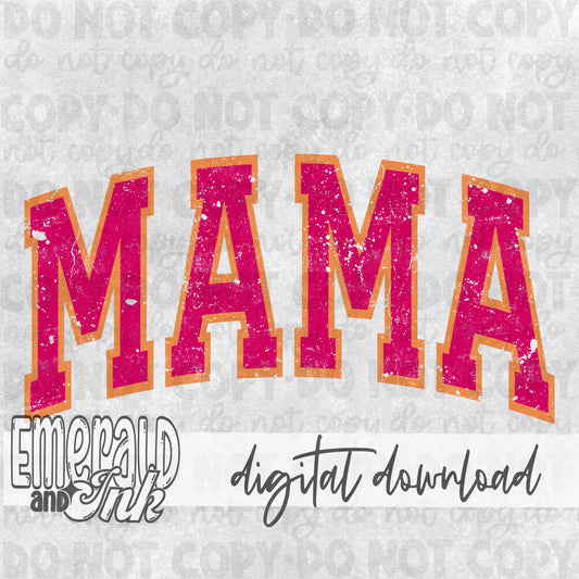 Mama Varsity Raspberry/Burnt Orange - DIGITAL Download