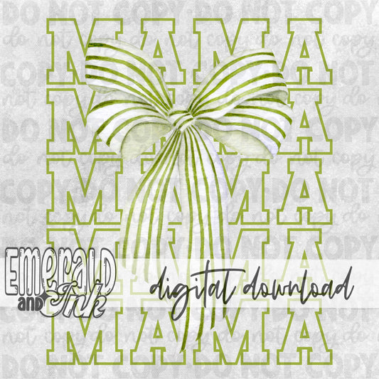 Mama Stacked Green Bow - DIGITAL Download