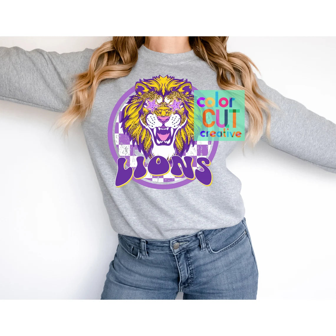 Preppy Mascot - Lions Purple - DTF Transfer *TAT 5-7 biz days