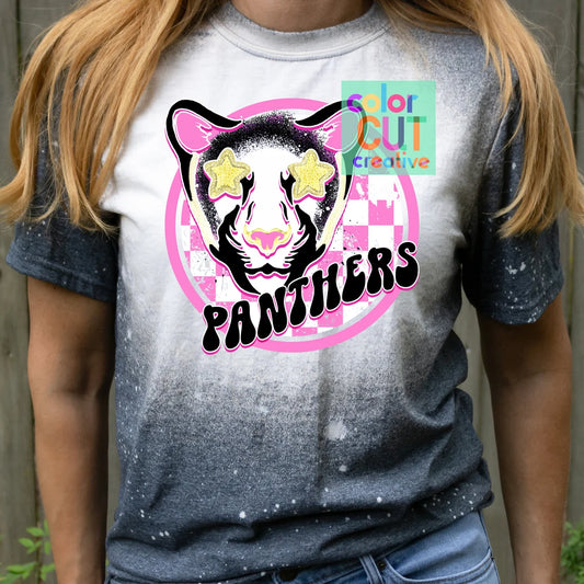 Preppy Mascot - Panthers (pink & black) - DTF Transfer *TAT 5-7 biz days
