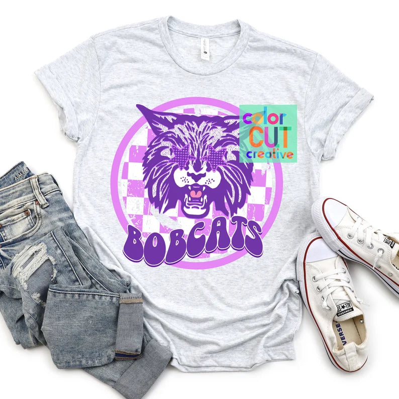 Preppy Mascot - Bobcats (purple) *TAT 5-7 biz days