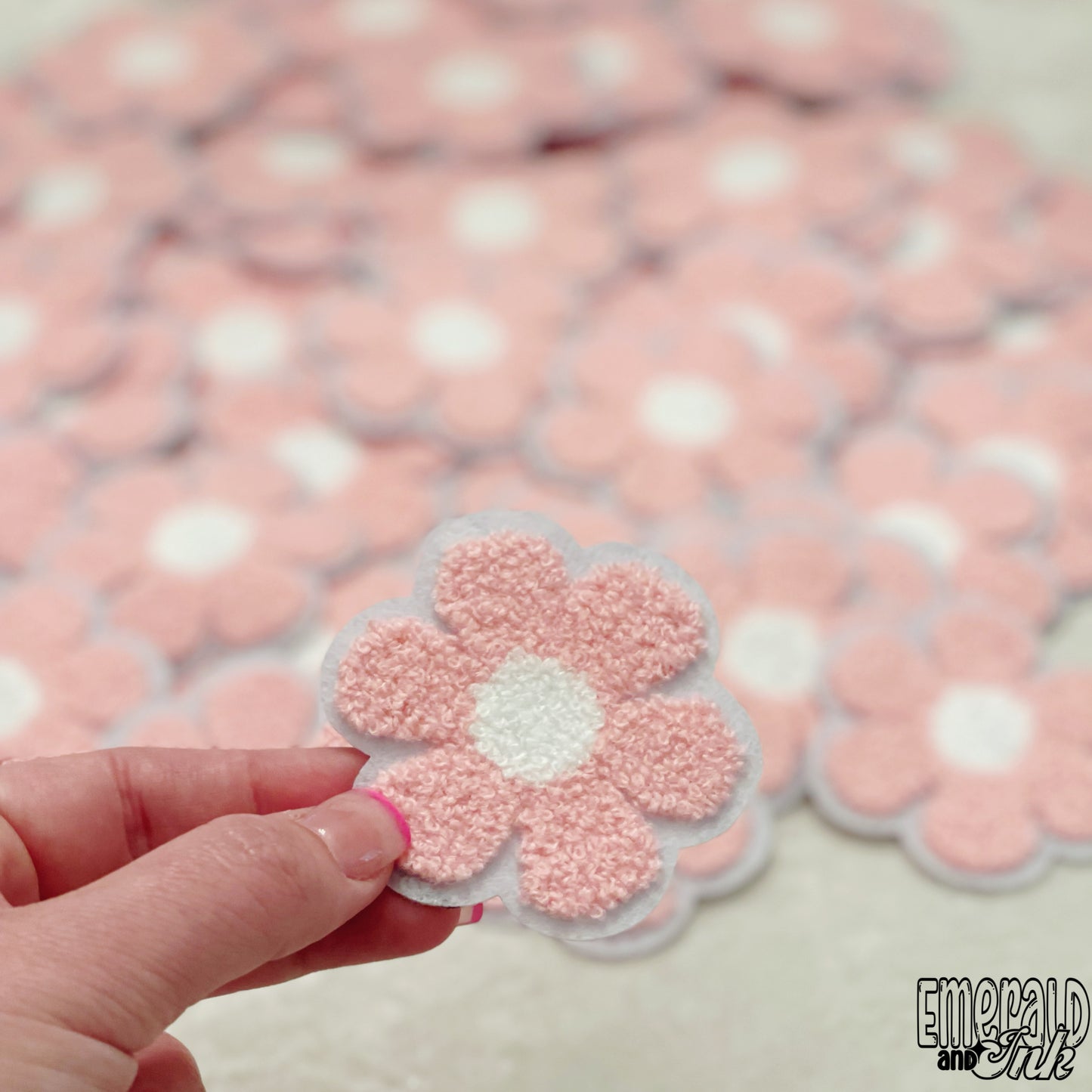 Light Pink Flower Chenille Patch - 302°