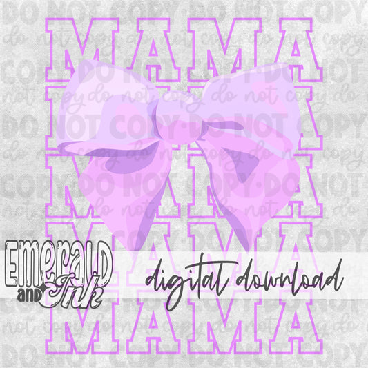 Mama Stacked Purple Bow - DIGITAL Download