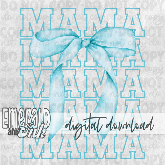 Mama Stacked Blue Bow - DIGITAL Download