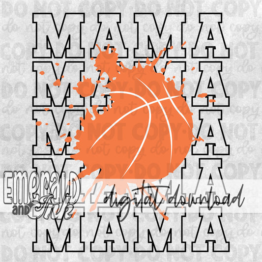 Mama Stacked Basketball (Black) - DIGITAL Download